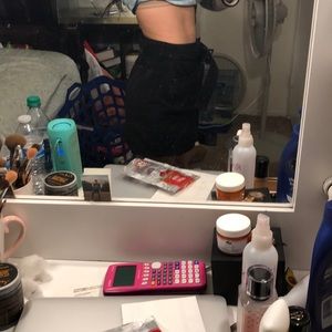 Black Buckle Detail Denim Mini Skirt